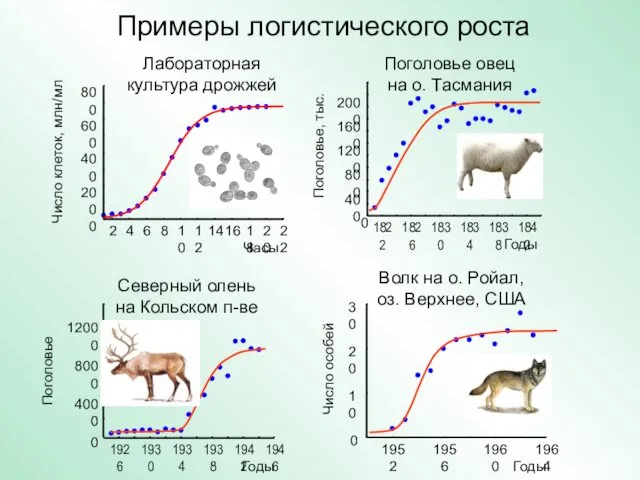 Примеры логистического роста 1822 1826 1830 1834 1838 1842 0 400