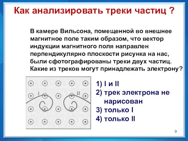 1) I и II 2) трек электрона не нарисован 3) только