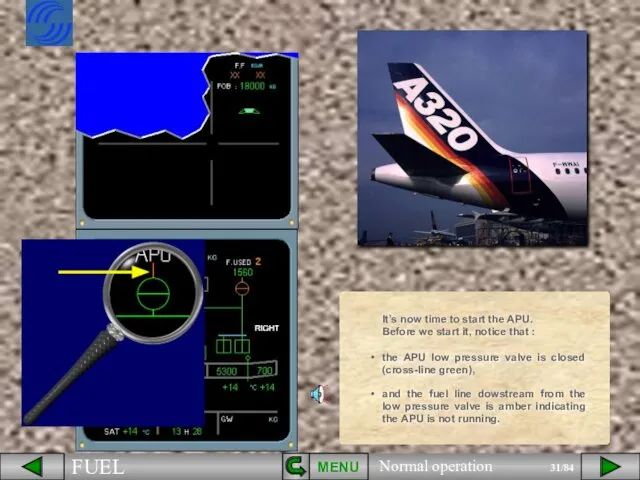 MENU and the fuel line dowstream from the low pressure valve