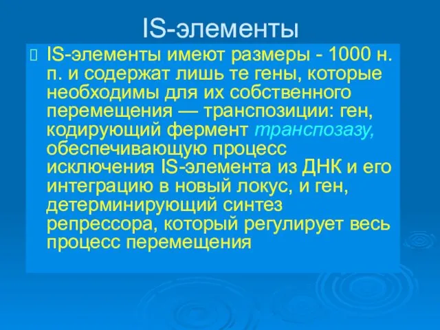 IS-элементы IS-элементы имеют размеры - 1000 н.п. и содержат лишь те