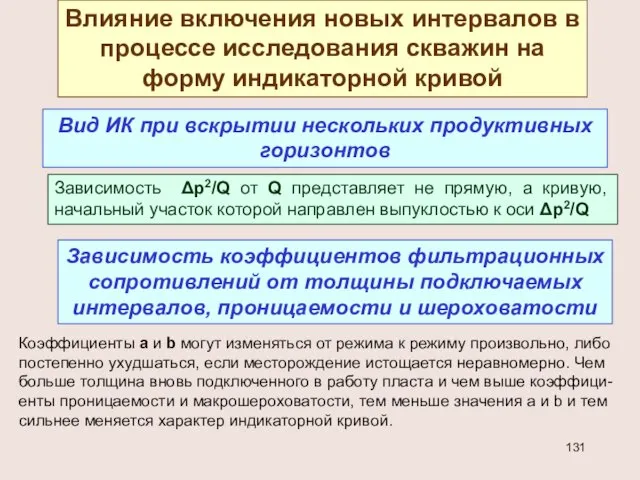 Влияние включения новых интервалов в процессе исследования скважин на форму индикаторной