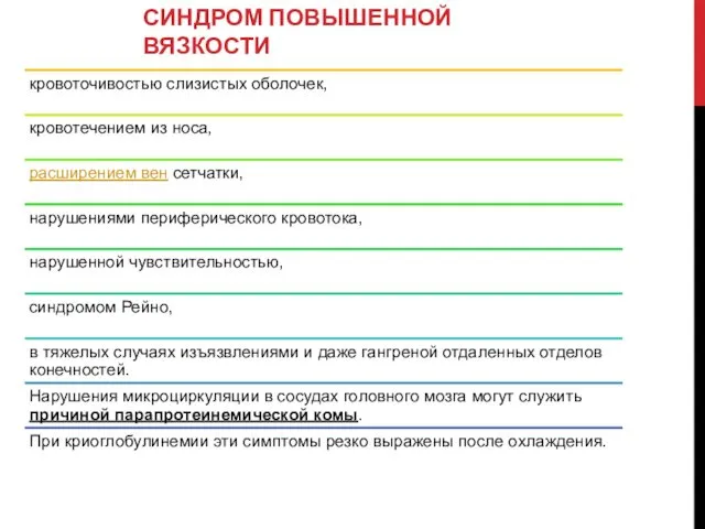 СИНДРОМ ПОВЫШЕННОЙ ВЯЗКОСТИ