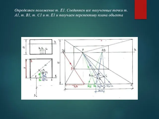 Определяем положение т. Е1. Соединяем все полученные точки т. А1, т.
