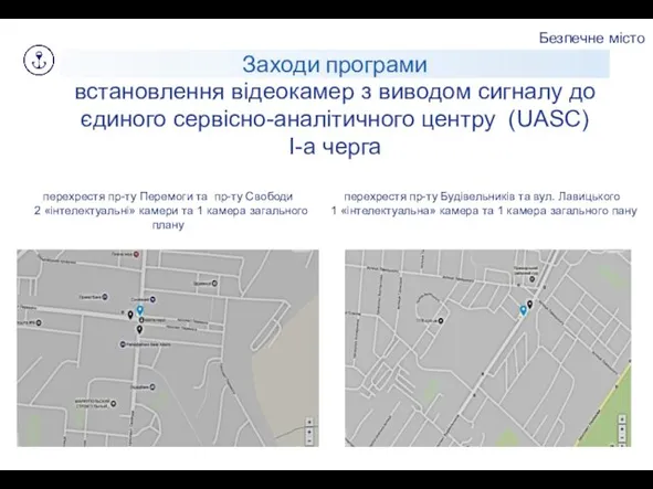 Безпечне місто Заходи програми встановлення відеокамер з виводом сигналу до єдиного