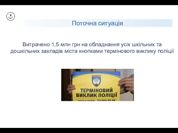 Поточна ситуація Витрачено 1,5 млн грн на обладнання усіх шкільних та