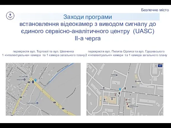 Безпечне місто Заходи програми встановлення відеокамер з виводом сигналу до єдиного