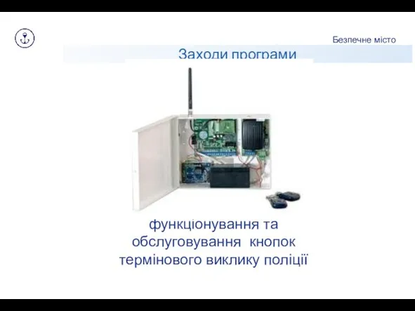 Заходи програми Безпечне місто функціонування та обслуговування кнопок термінового виклику поліції