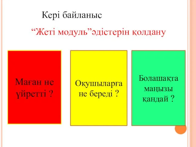 Оқушыларға не береді ? Маған не үйретті ? Болашақта маңызы қандай