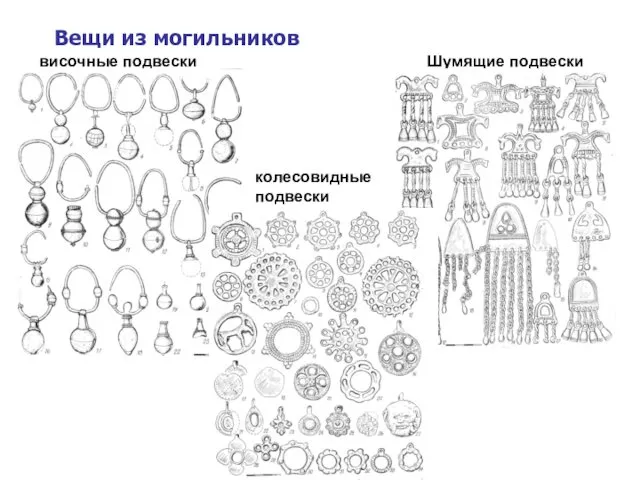 Вещи из могильников височные подвески Шумящие подвески колесовидные подвески