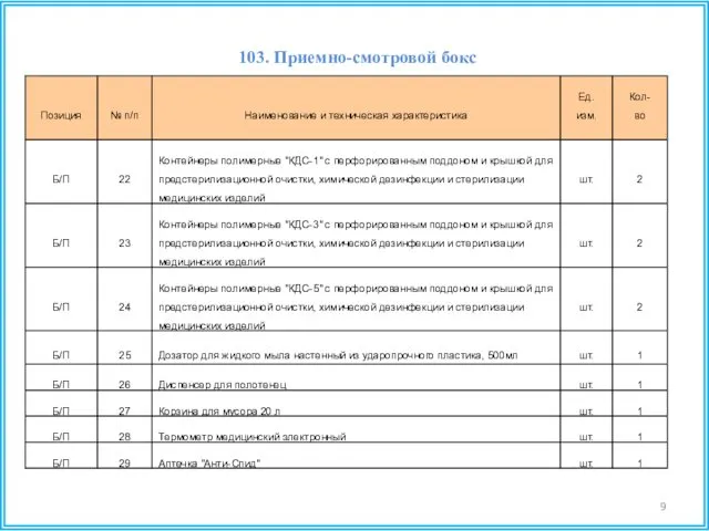 103. Приемно-смотровой бокс