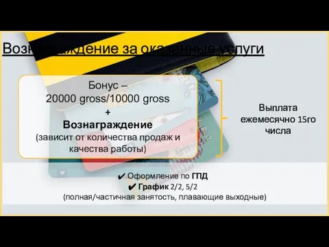 Вознаграждение за оказанные услуги Оформление по ГПД График 2/2, 5/2 (полная/частичная