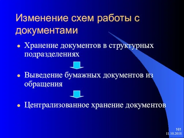 11.10.2018 Изменение схем работы с документами Хранение документов в структурных подразделениях