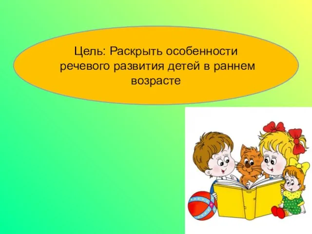 Цель: Раскрыть особенности речевого развития детей в раннем возрасте