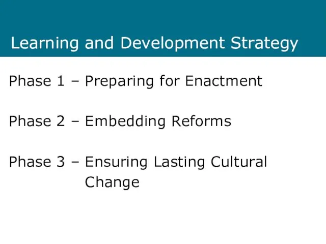 Learning and Development Strategy Phase 1 – Preparing for Enactment Phase