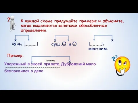 О К каждой схеме придумайте примеры и объясните, когда выделяются запятыми