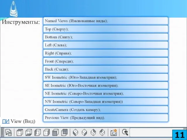 ПИ View (Вид) Инструменты: