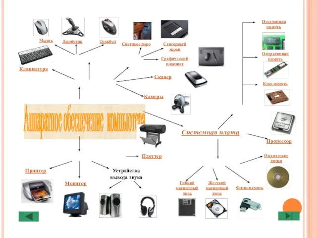 Аппаратное обеспечение компьютера Устройства ввода Устройства вывода Системная плата Манипуляторы Мышь