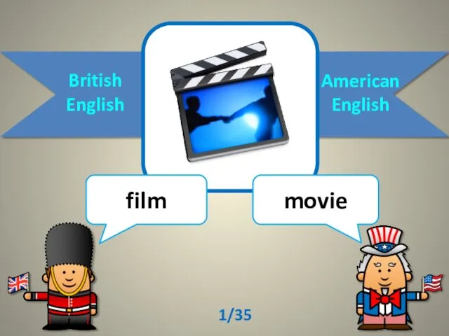 British English American English film movie 1/35