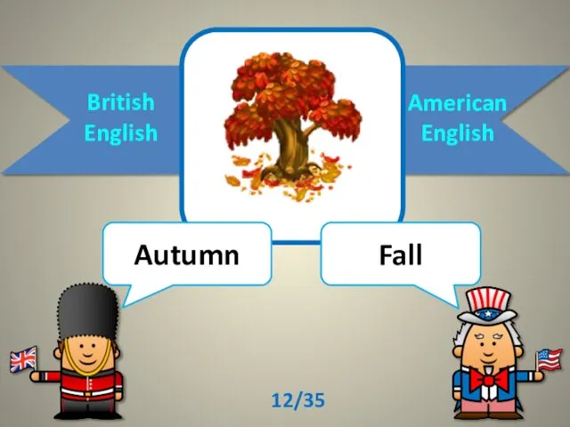 British English American English Autumn Fall 12/35