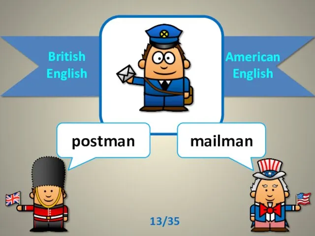 British English American English postman mailman 13/35