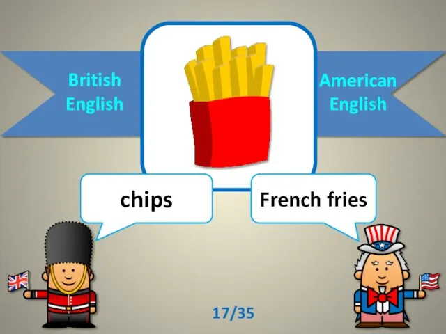 British English American English chips French fries 17/35