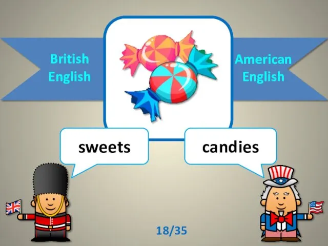 British English American English sweets candies 18/35