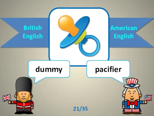 British English American English dummy pacifier 21/35