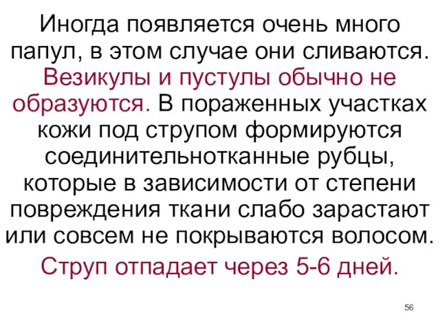 Иногда появляется очень много папул, в этом случае они сливаются. Везикулы