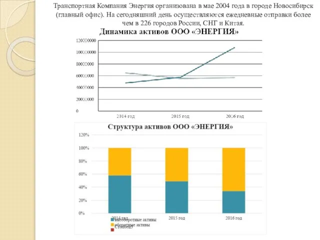 Транспортная Компания Энергия организована в мае 2004 года в городе Новосибирск