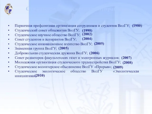 Органы студенческого самоуправления ВолГУ - Первичная профсоюзная организация сотрудников и студентов