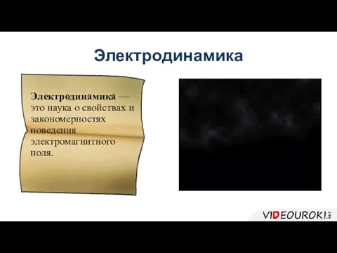 Электродинамика Электродинамика — это наука о свойствах и закономерностях поведения электромагнитного поля.