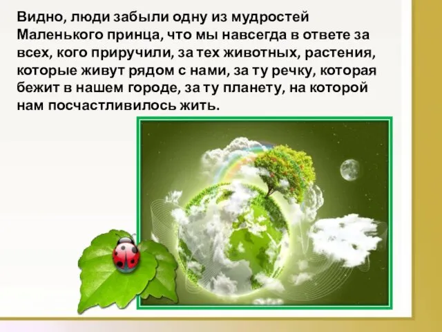 Видно, люди забыли одну из мудростей Маленького принца, что мы навсегда