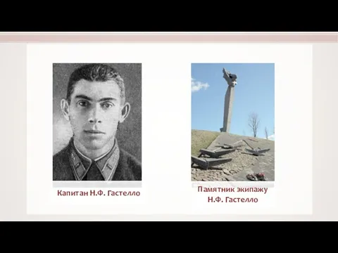 Капитан Н.Ф. Гастелло Памятник экипажу Н.Ф. Гастелло