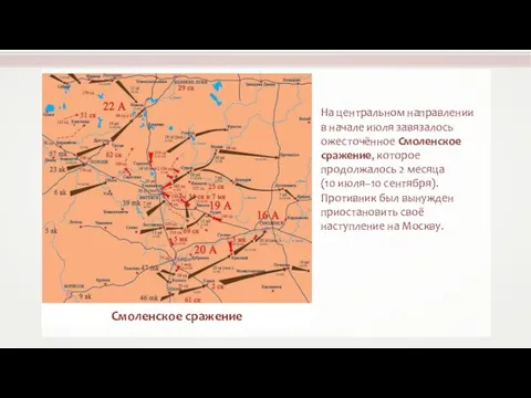 На центральном направлении в начале июля завязалось ожесточённое Смоленское сражение, которое