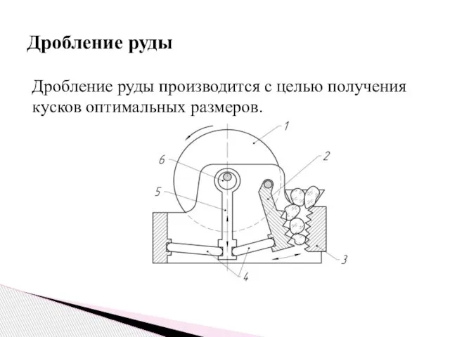 Дробление руды производится с целью получения кусков оптимальных размеров. Дробление руды