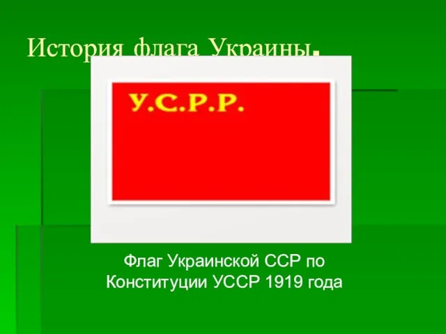 История флага Украины. Флаг Украинской ССР по Конституции УССР 1919 года