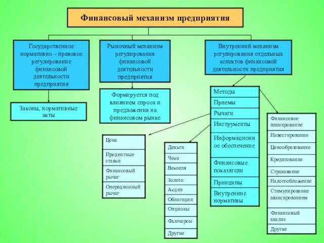 Финансовый механизм предприятия Государственное нормативно – правовое регулирование финансовой деятельности предприятия