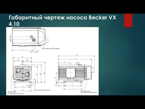 Габаритный чертеж насоса Becker VX 4.10