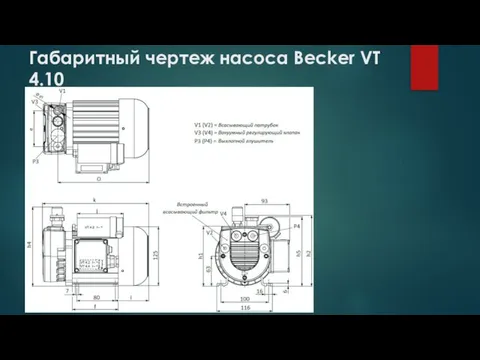 Габаритный чертеж насоса Becker VT 4.10