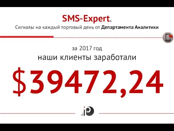 SMS-Expert. Сигналы на каждый торговый день от Департамента Аналитики за 2017 год наши клиенты заработали $39472,24