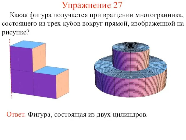 Упражнение 27 Какая фигура получается при вращении многогранника, состоящего из трех