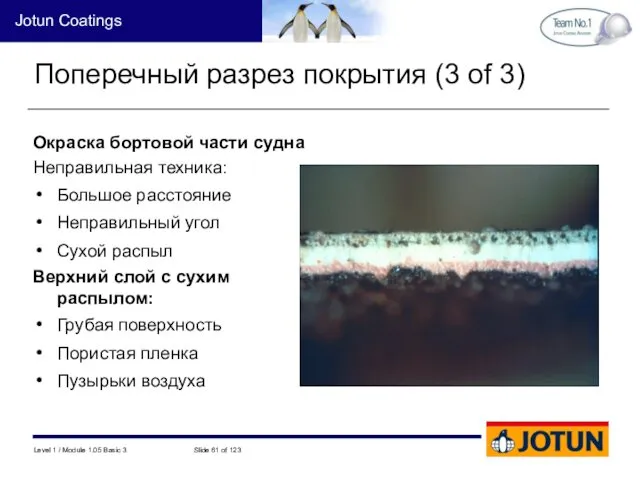 Поперечный разрез покрытия (3 of 3) Окраска бортовой части судна Неправильная