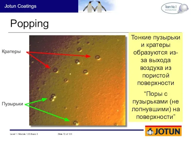 Popping 0807-4 Тонкие пузырьки и кратеры образуются из-за выхода воздуха из