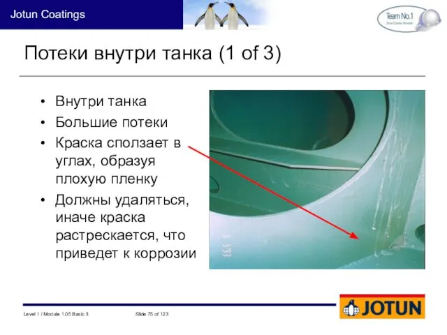 Потеки внутри танка (1 of 3) Внутри танка Большие потеки Краска