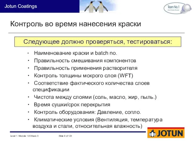 Контроль во время нанесения краски Наименование краски и batch no. Правильность