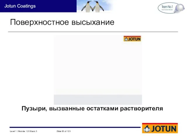 Поверхностное высыхание Пузыри, вызванные остатками растворителя