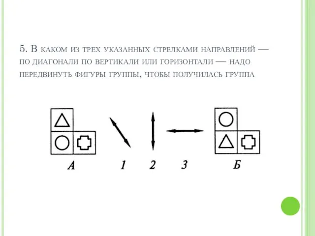 5. В каком из трех указанных стрелками направлений — по диагонали