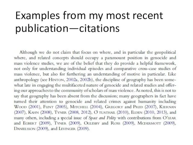 Examples from my most recent publication—citations