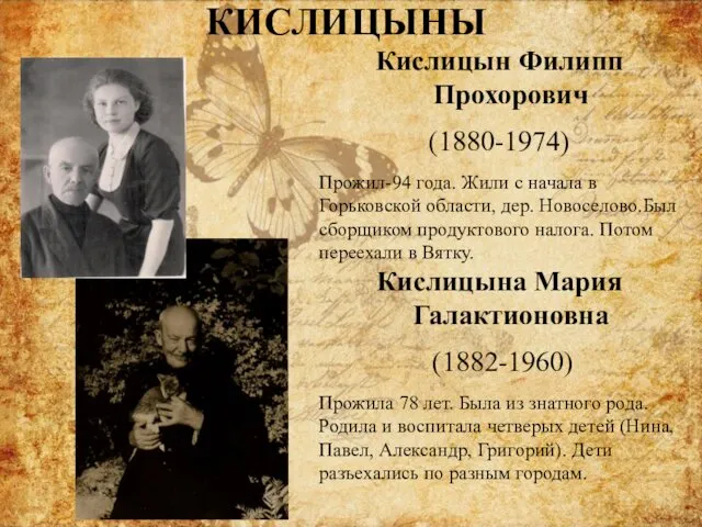 Кислицын Филипп Прохорович (1880-1974) Прожил-94 года. Жили с начала в Горьковской