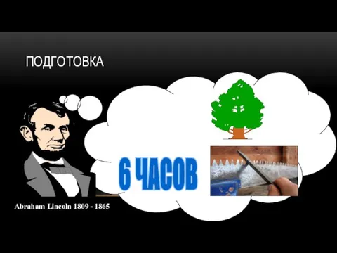 ПОДГОТОВКА 8 ЧАСОВ 6 ЧАСОВ Abraham Lincoln 1809 - 1865